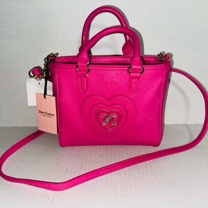 JUICY COUTURE Pink Only You N Me Heart Crossbody Bag Purse.